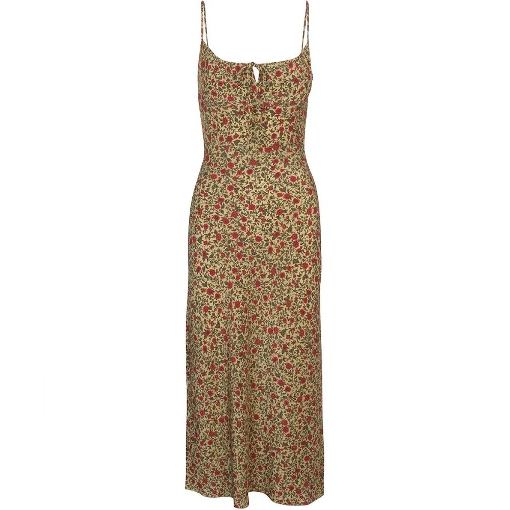 Red Floral Midi Dress